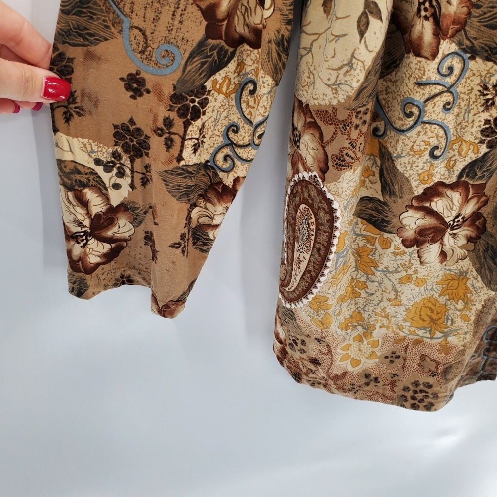 Fashion Bug Womens Paisley Print Tie Front Long Sleeve Blouse Sz 14-16 Brown - Picture 5 of 10